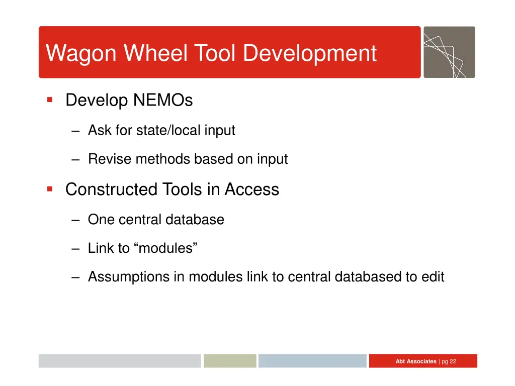 wagon wheel tool development