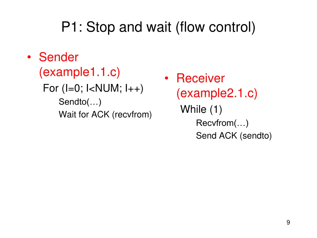 p1 stop and wait flow control