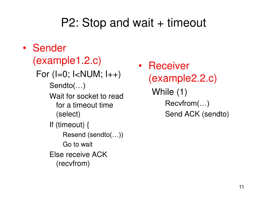 p2 stop and wait timeout