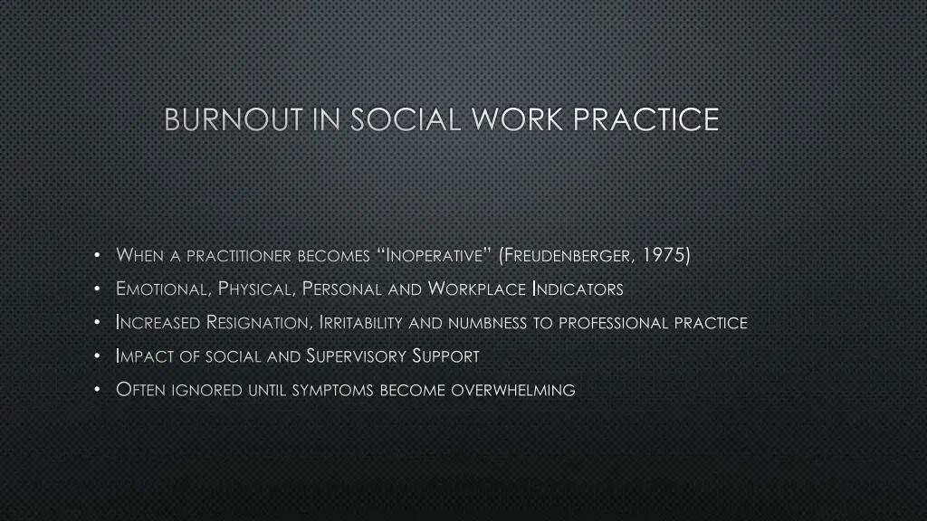 burnout in social work practice