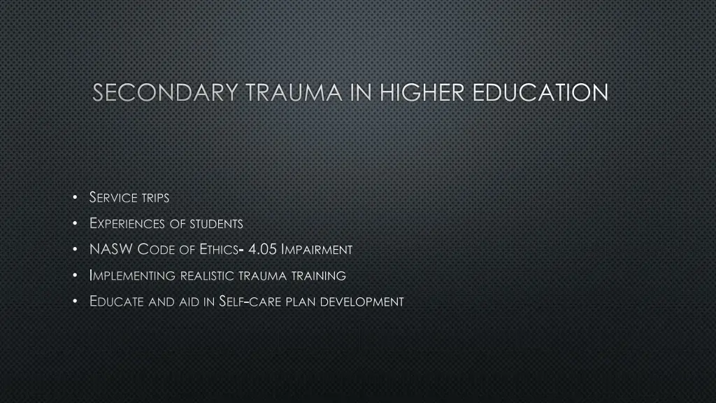 secondary trauma in higher education