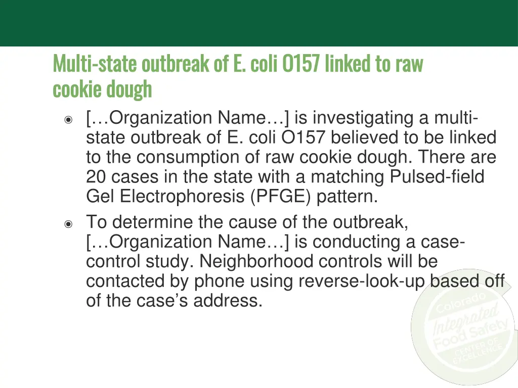 multi multi state outbreak of e coli o state