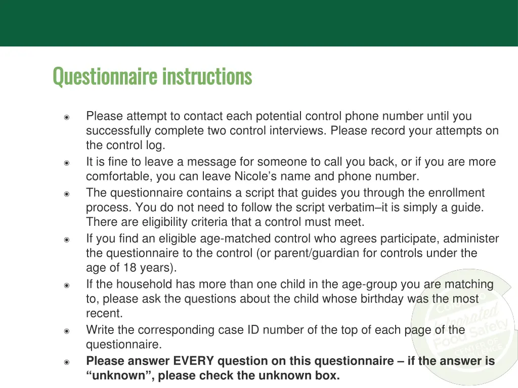 questionnaire instructions questionnaire 2