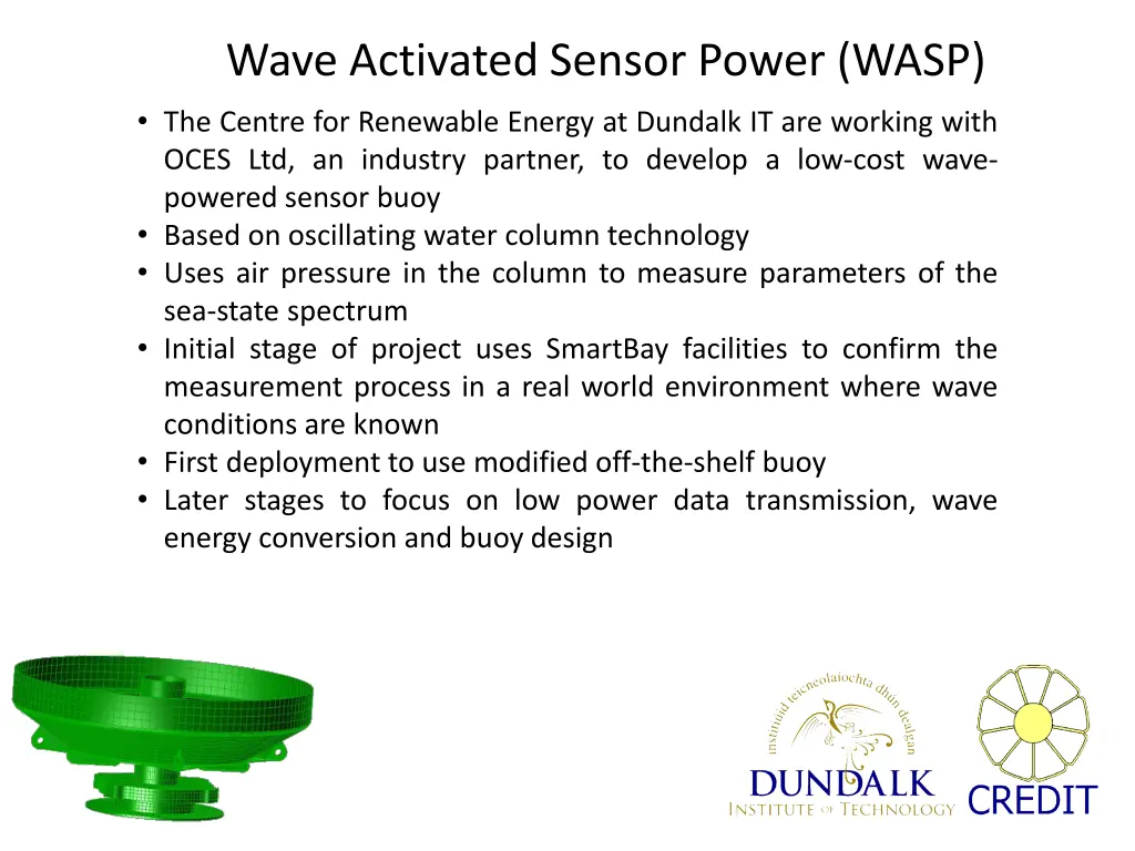 wave activated sensor power wasp the centre