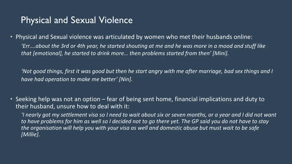 physical and sexual violence