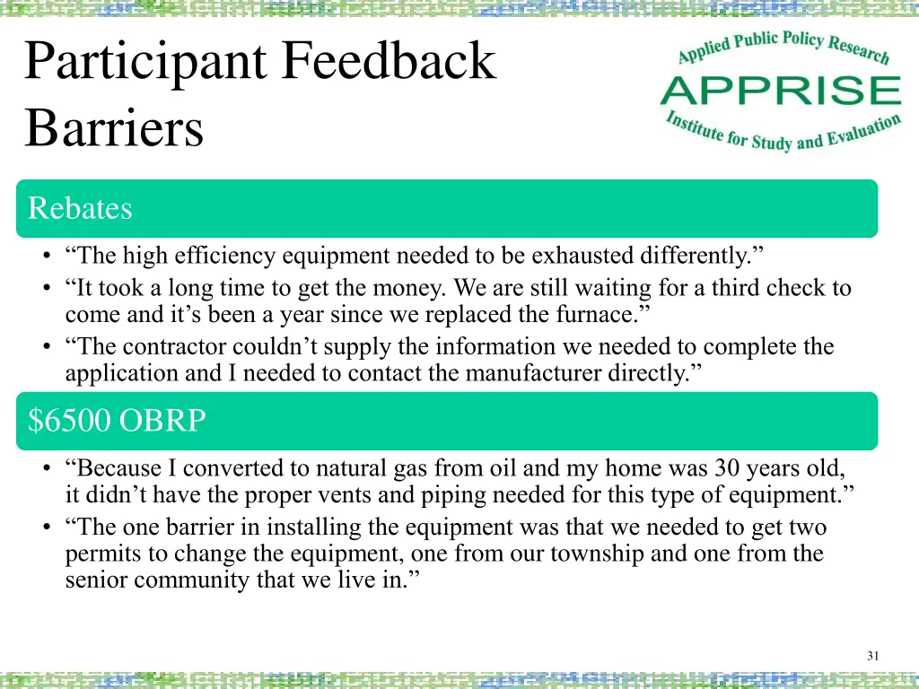 participant feedback barriers 1
