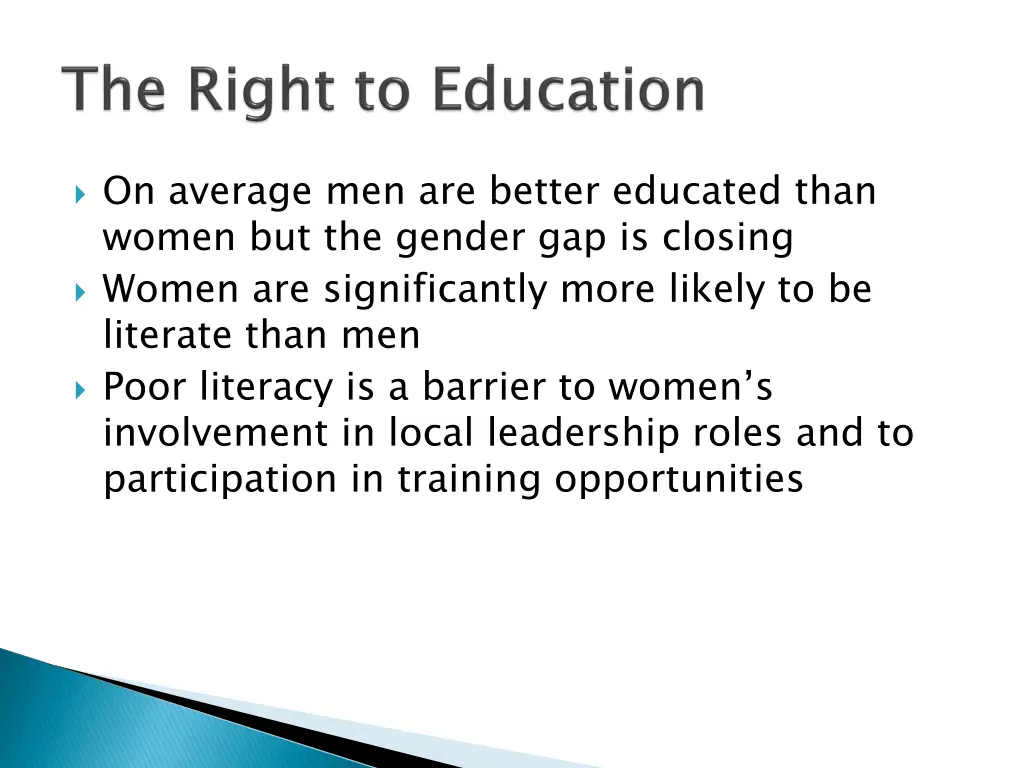 on average men are better educated than women