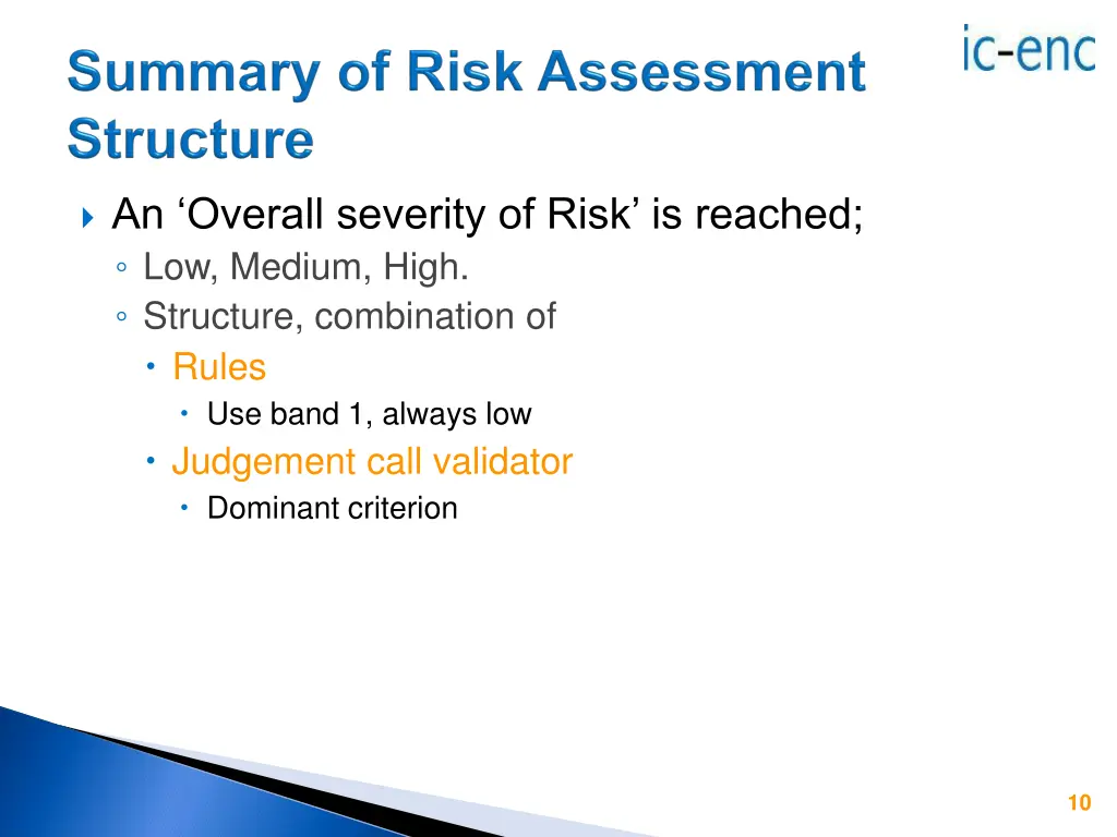 an overall severity of risk is reached low medium