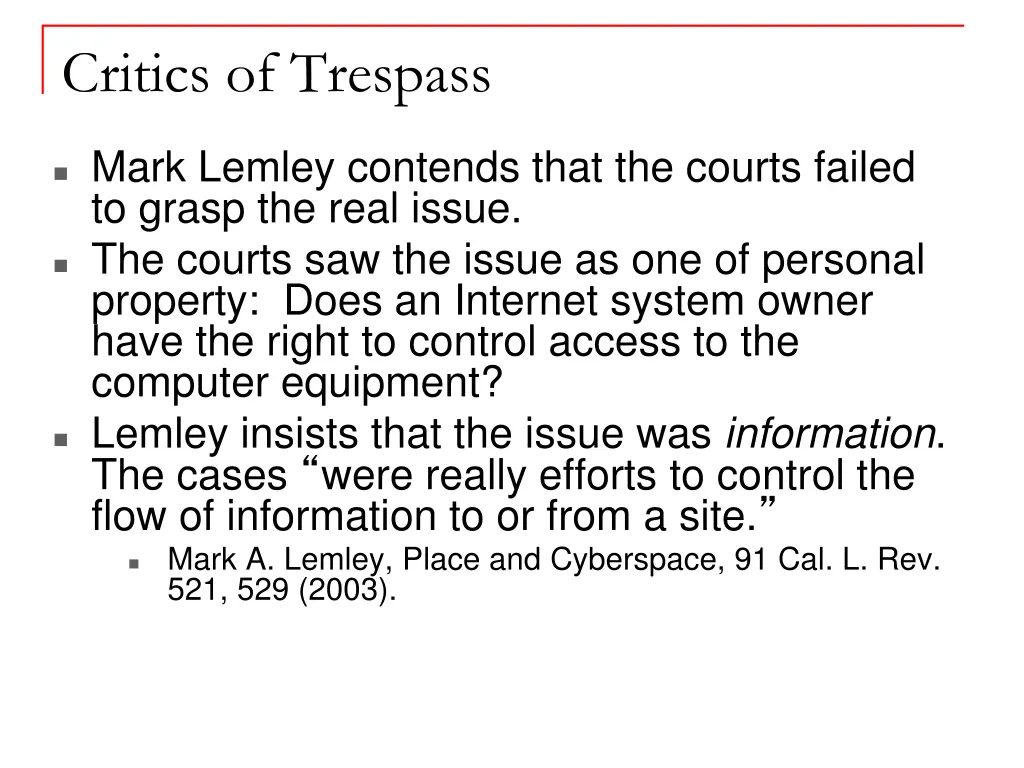 critics of trespass