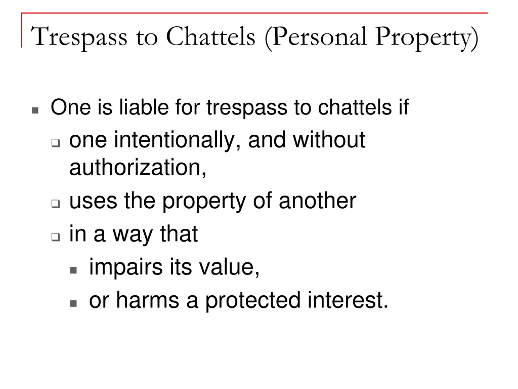 trespass to chattels personal property