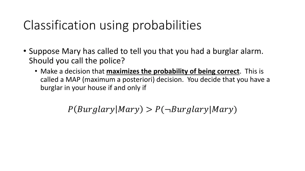 classification using probabilities