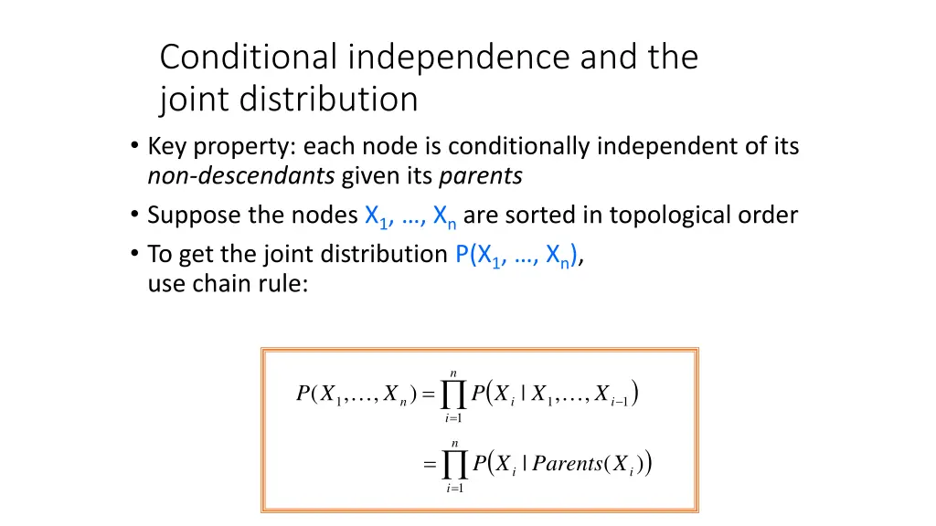 conditional independence and the joint