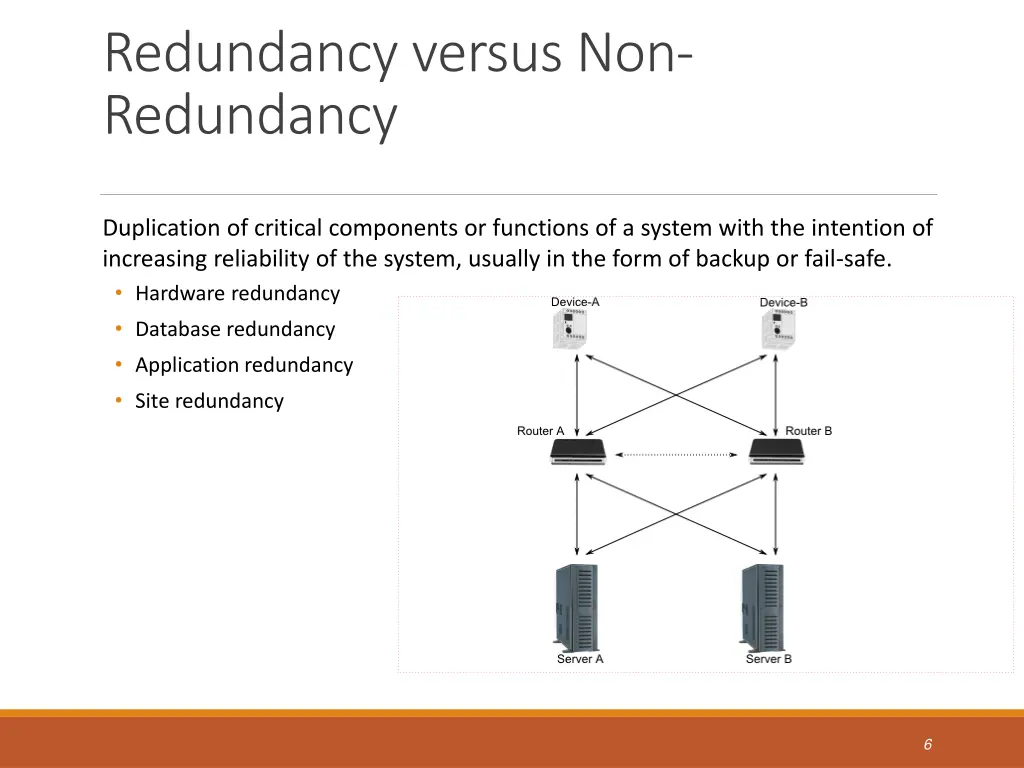 redundancy versus non redundancy