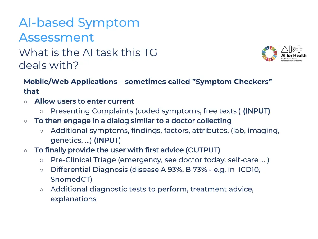 ai based symptom assessment what is the ai task