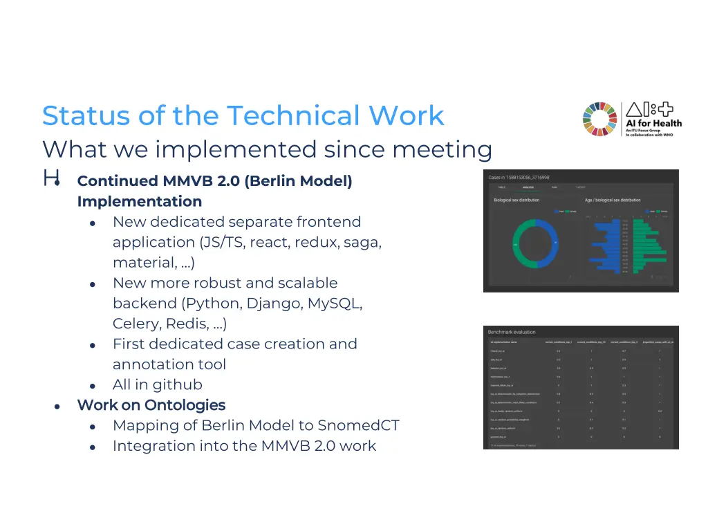 status of the technical work what we implemented