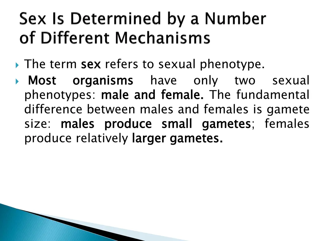 the term sex most phenotypes male difference