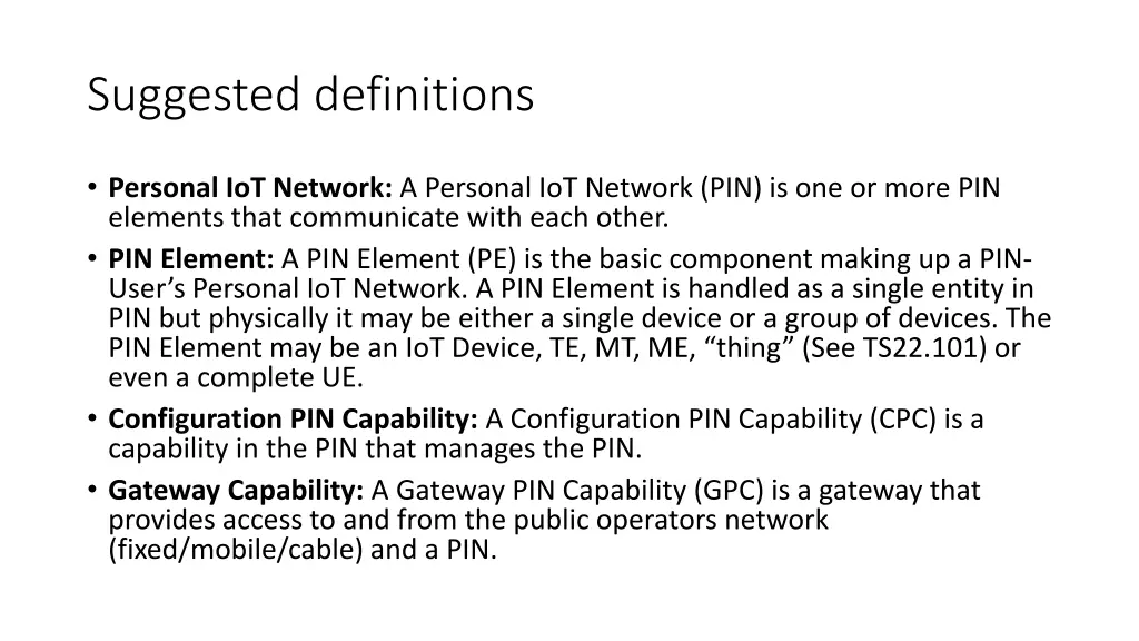 suggested definitions