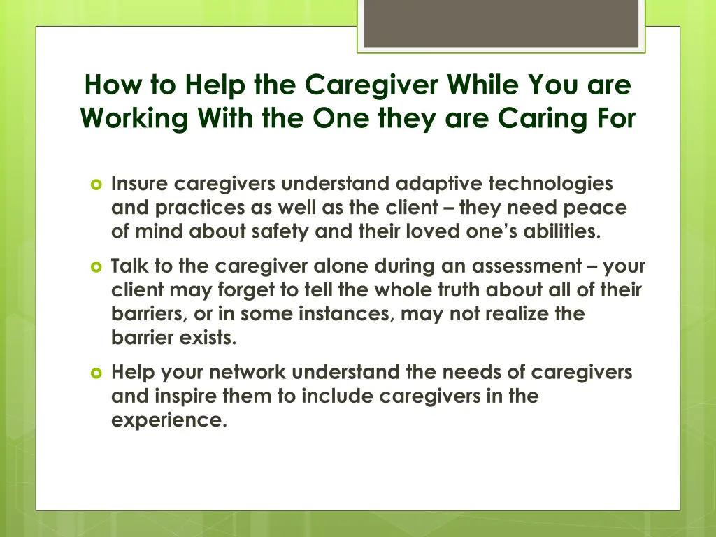 how to help the caregiver while you are working 1