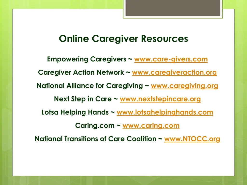 online caregiver resources