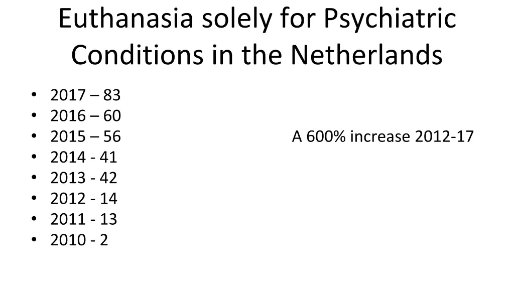 euthanasia solely for psychiatric conditions