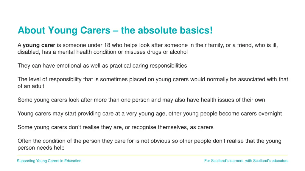 about young carers the absolute basics