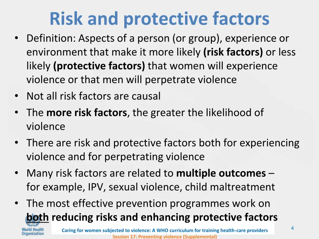 risk and protective factors definition aspects