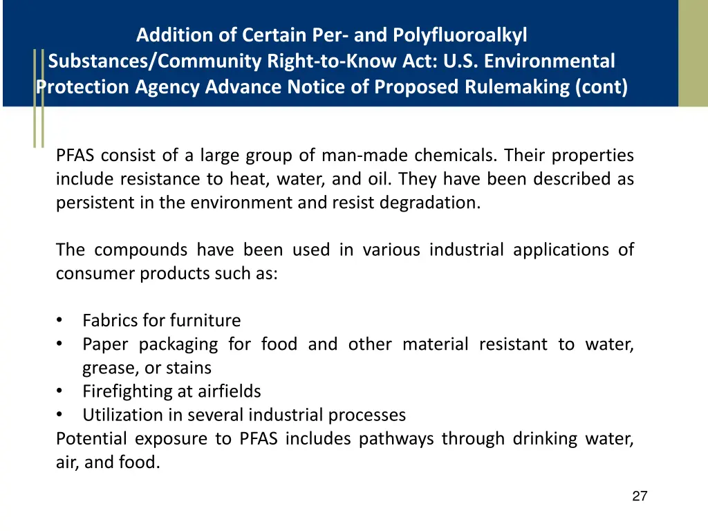 addition of certain per and polyfluoroalkyl 1