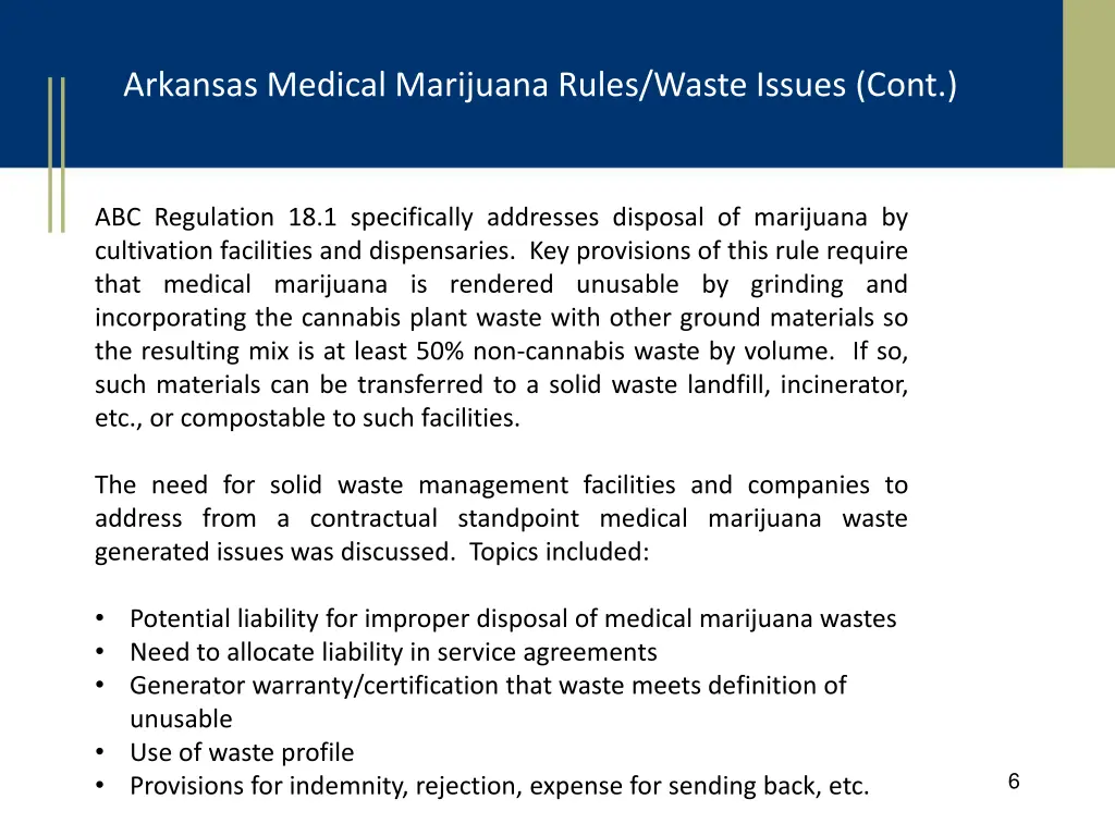 arkansas medical marijuana rules waste issues cont