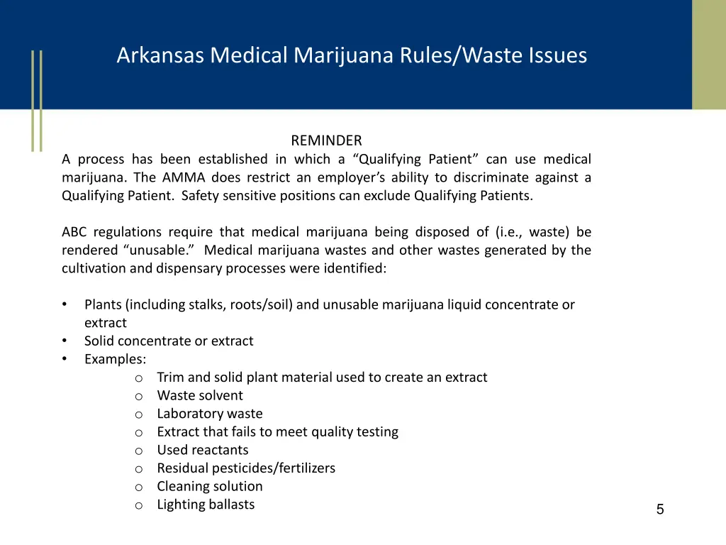 arkansas medical marijuana rules waste issues