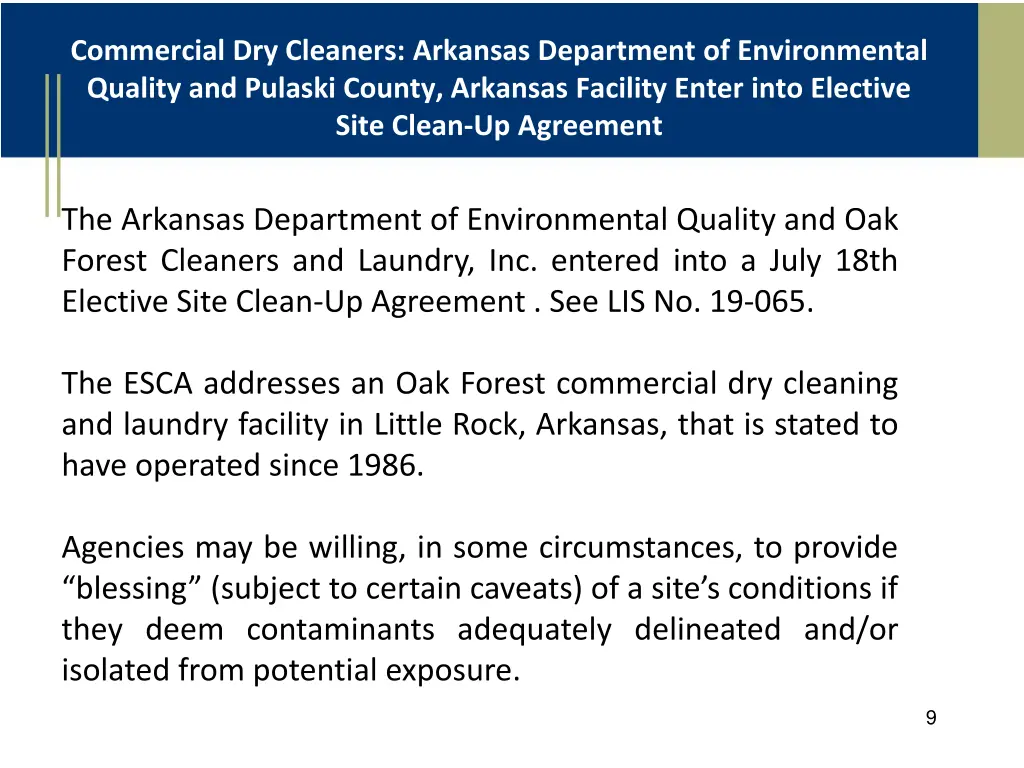 commercial dry cleaners arkansas department