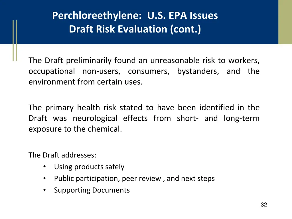 perchloreethylene u s epa issues draft risk 1