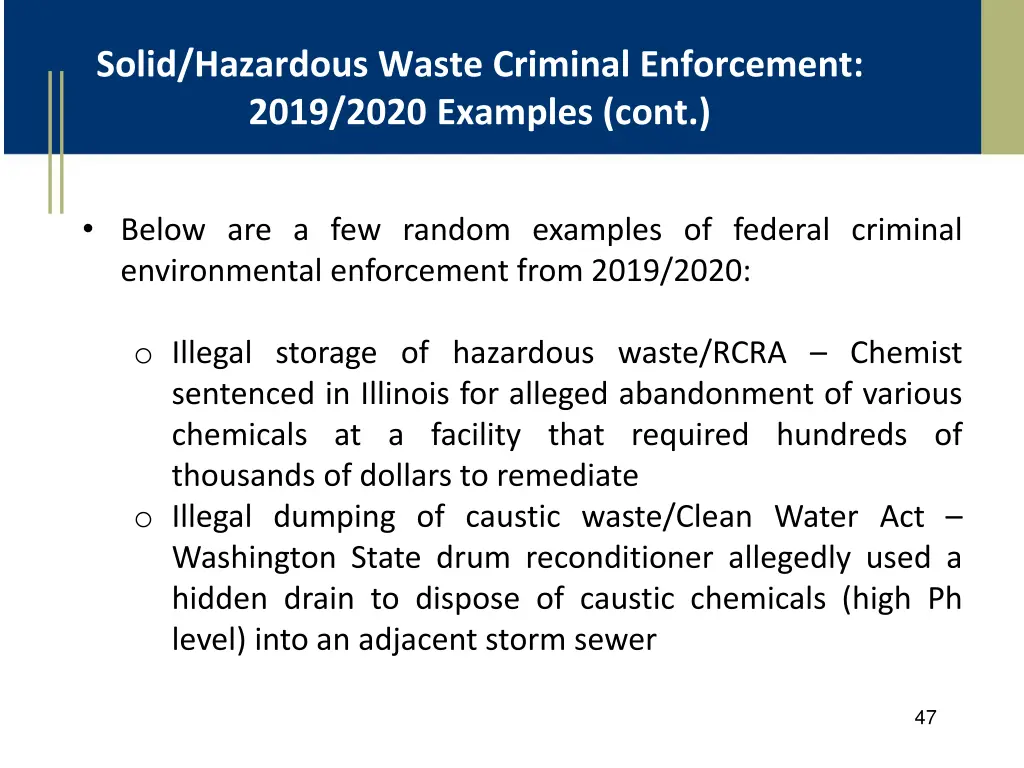 solid hazardous waste criminal enforcement 2019 1