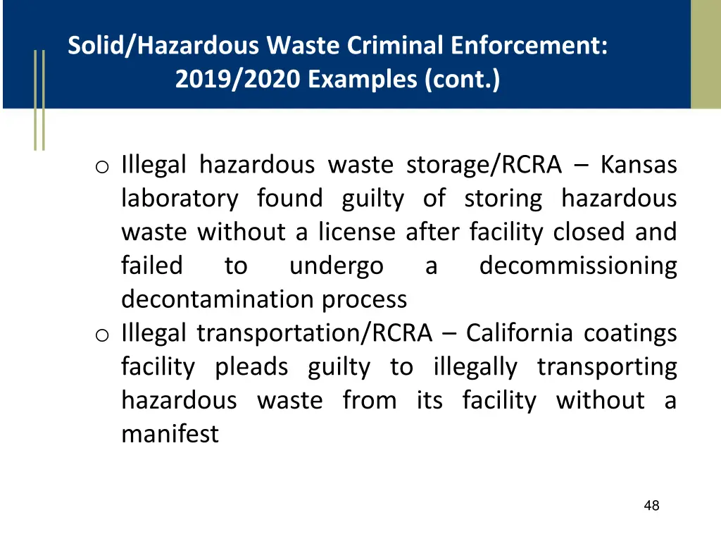 solid hazardous waste criminal enforcement 2019 2