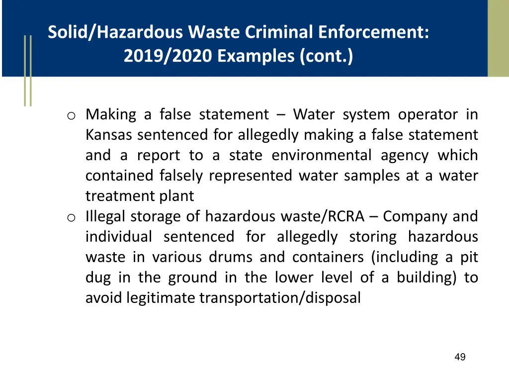 solid hazardous waste criminal enforcement 2019 3