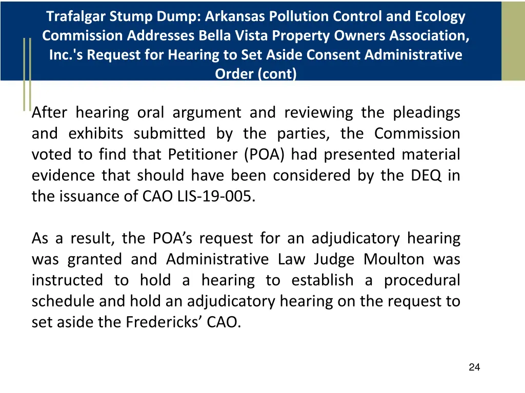 trafalgar stump dump arkansas pollution control 3