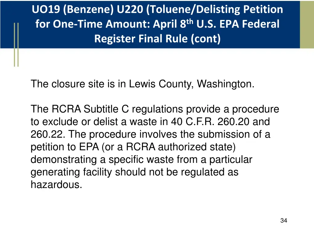 uo19 benzene u220 toluene delisting petition 1