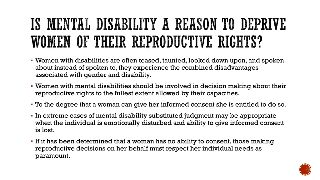 is mental disability a reason to deprive women