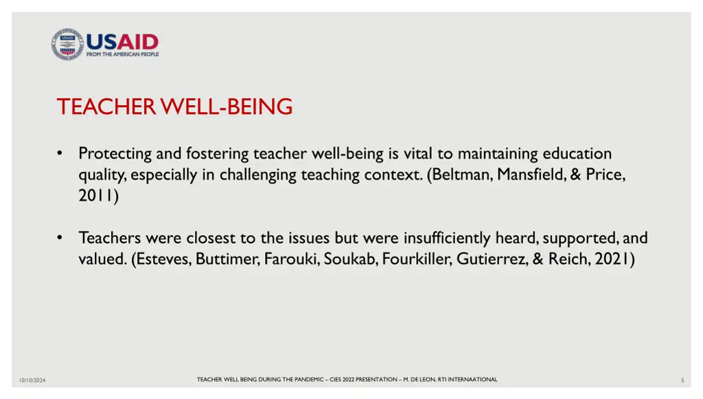 teacher well being