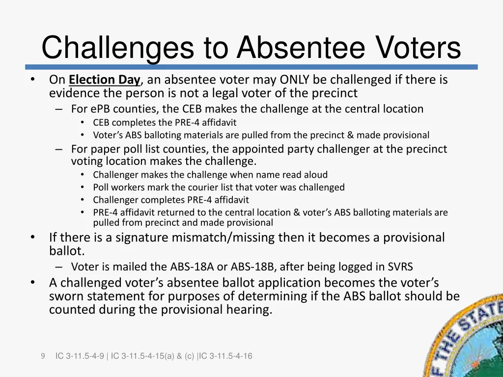 challenges to absentee voters