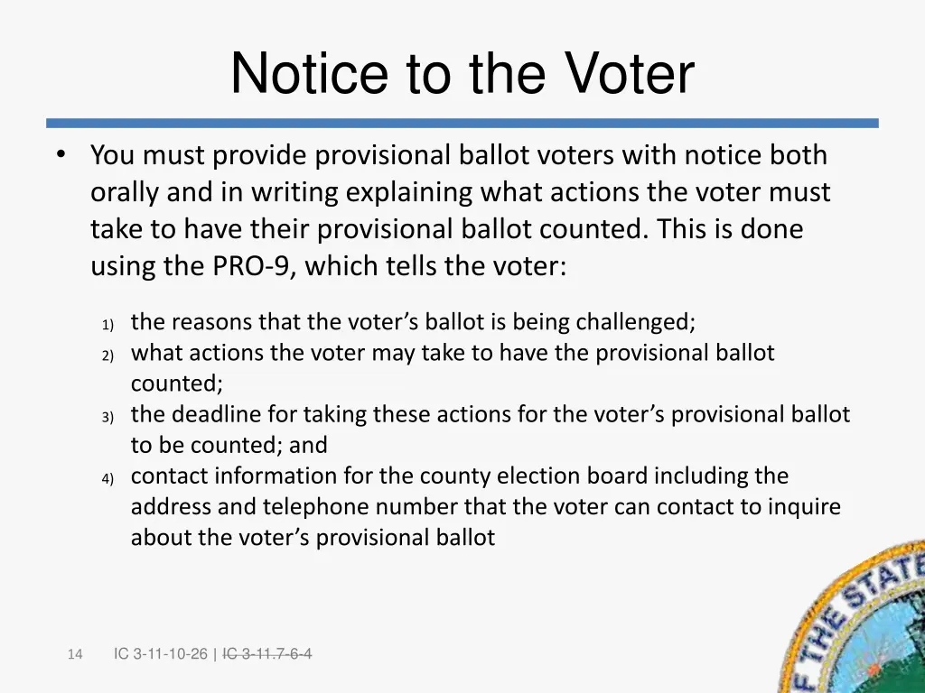 notice to the voter