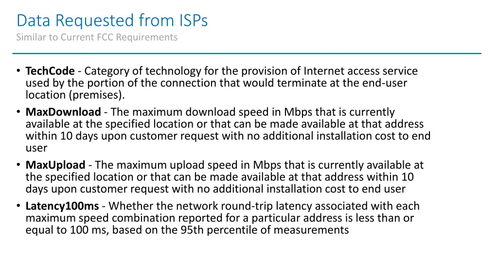 data requested from isps similar to current