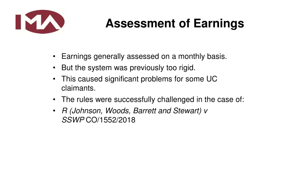 assessment of earnings