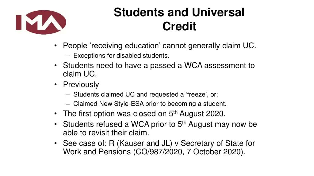 students and universal credit