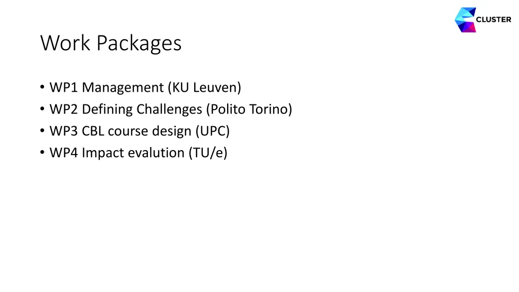 work packages