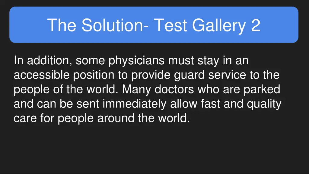 the solution test gallery 2