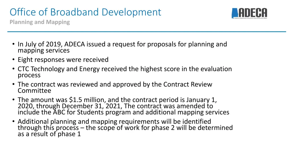 office of broadband development planning