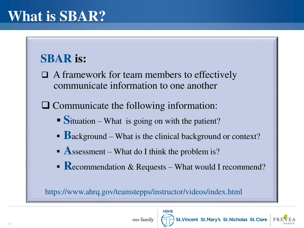 what is sbar