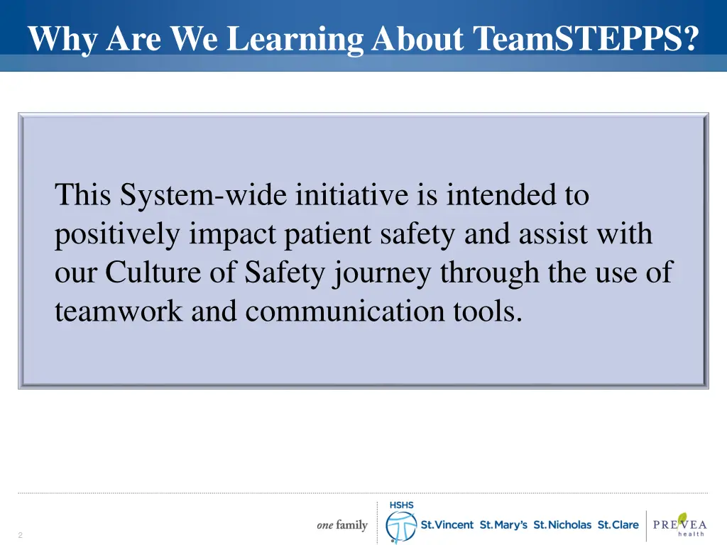 why are we learning about teamstepps