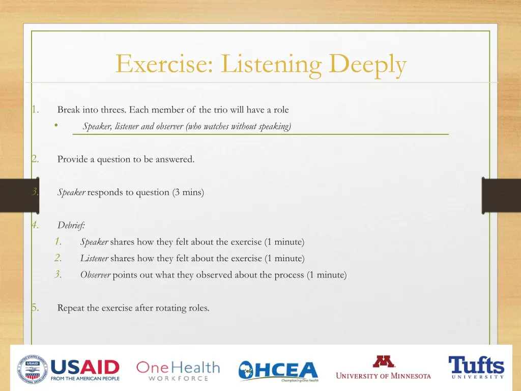 exercise listening deeply