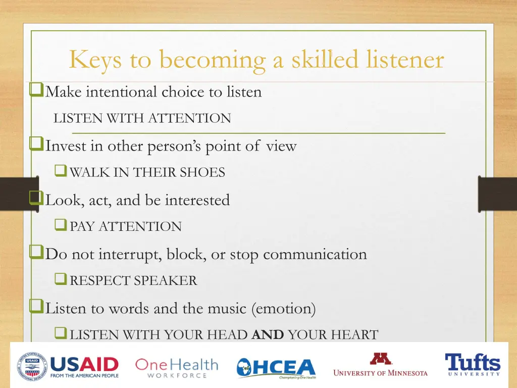 keys to becoming a skilled listener make